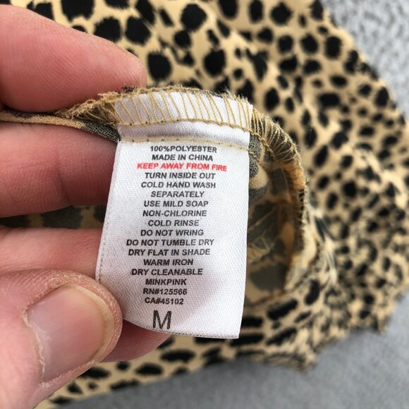 MINKPINK Blazer Women Medium Beige Animal Cheetah Print Open Front Office Career - Picture 6 of 10